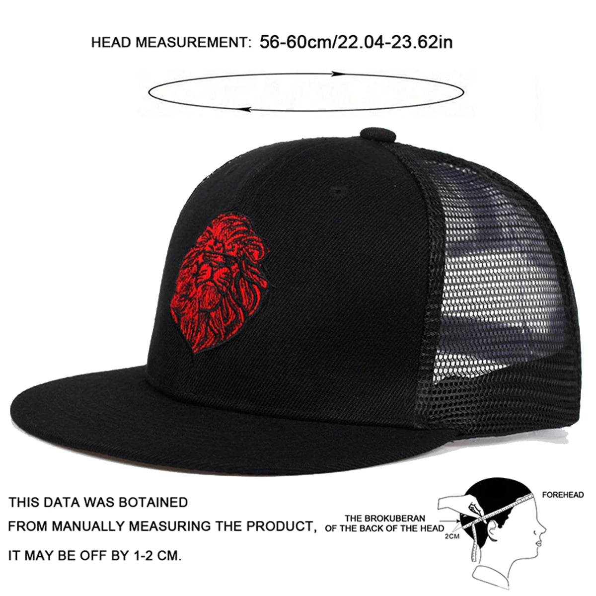 Unisex Lion Head Embroidery Hip-hop Net Hat