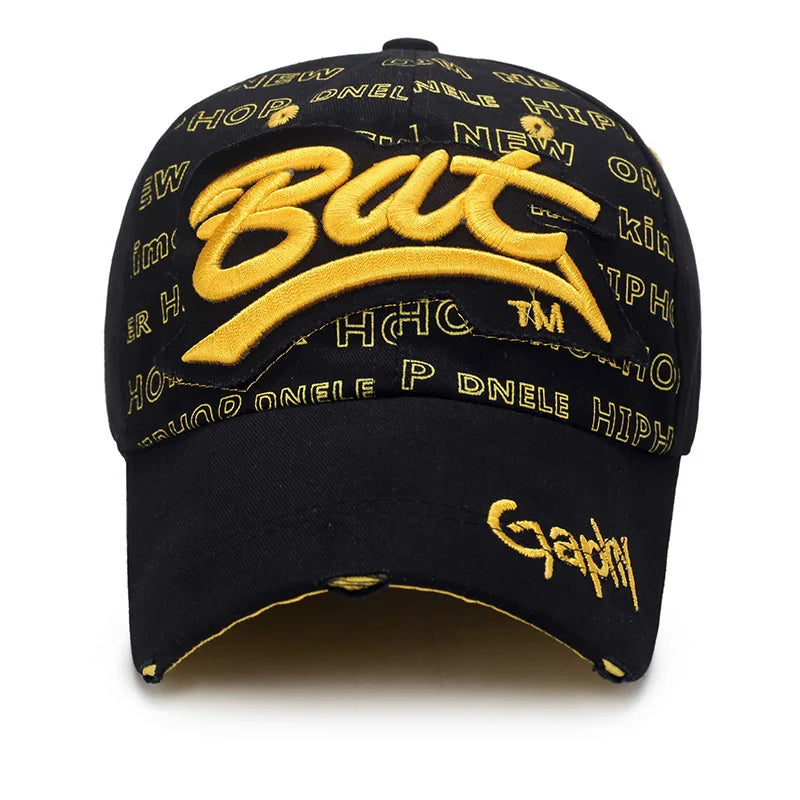 Broken Hole Bat Embroidered Hip Hop Baseball Cap