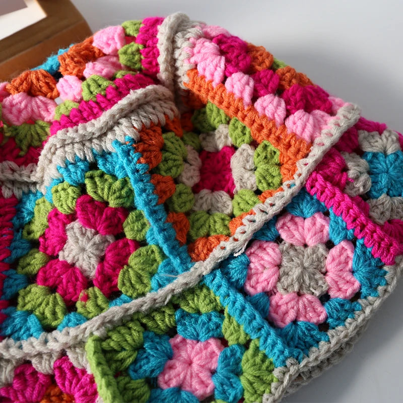 Y2K Crochet Vintage Flower Knitted Bucket Hat