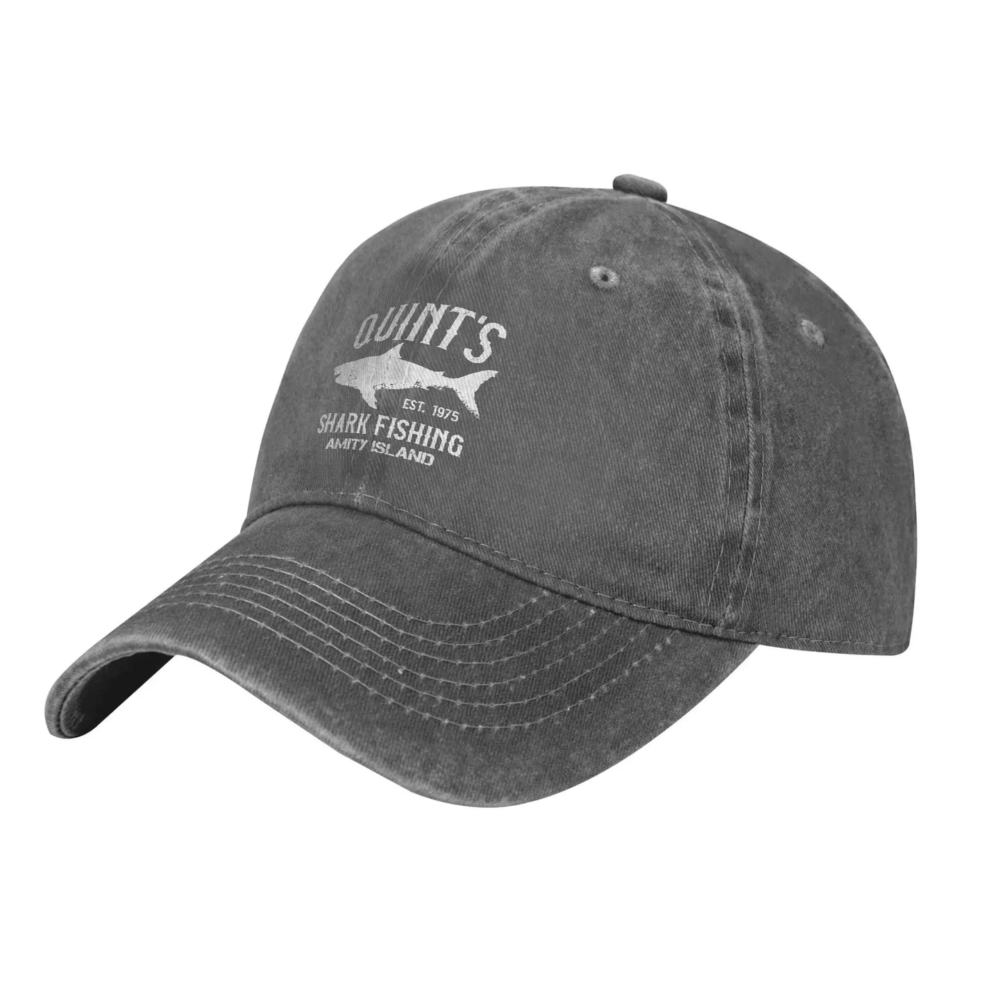 Quint Shark Distressed Washed Jaws Summer Baseball Cap