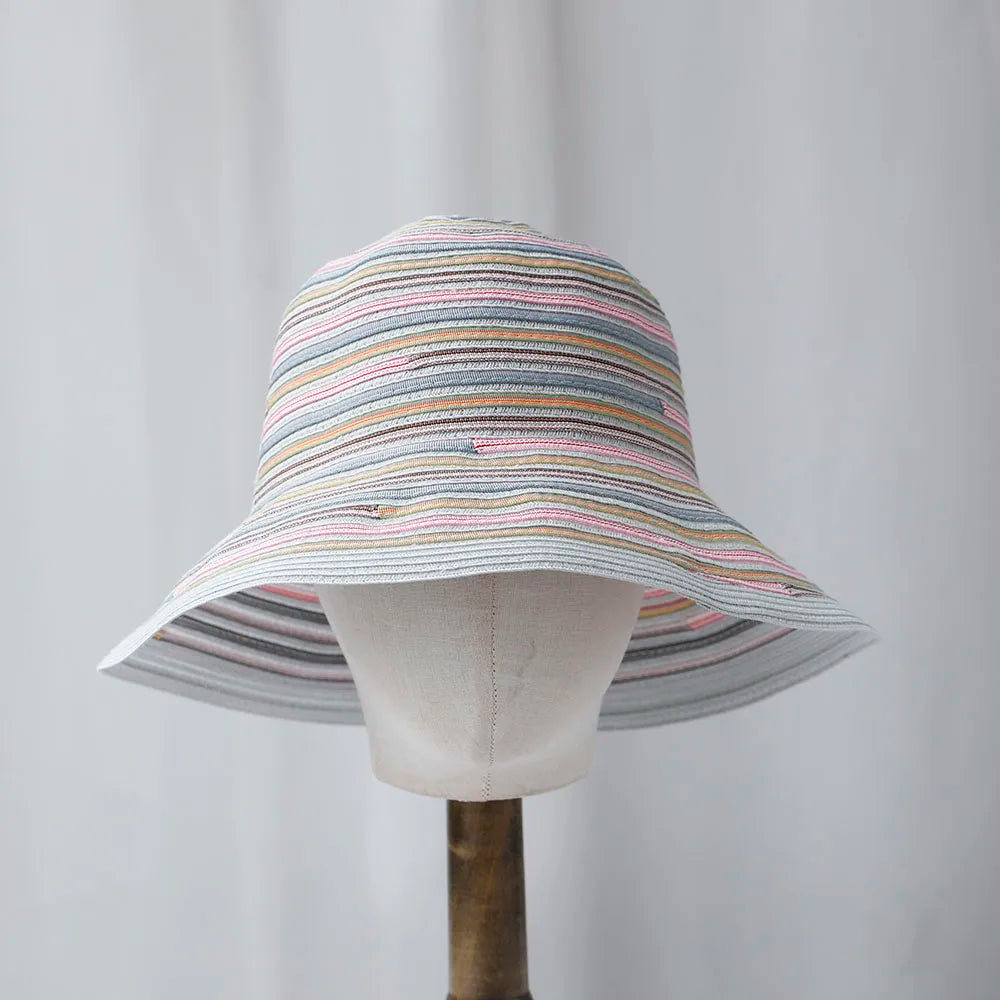 Rainbow Stripe Woven Summer Bucket Hat
