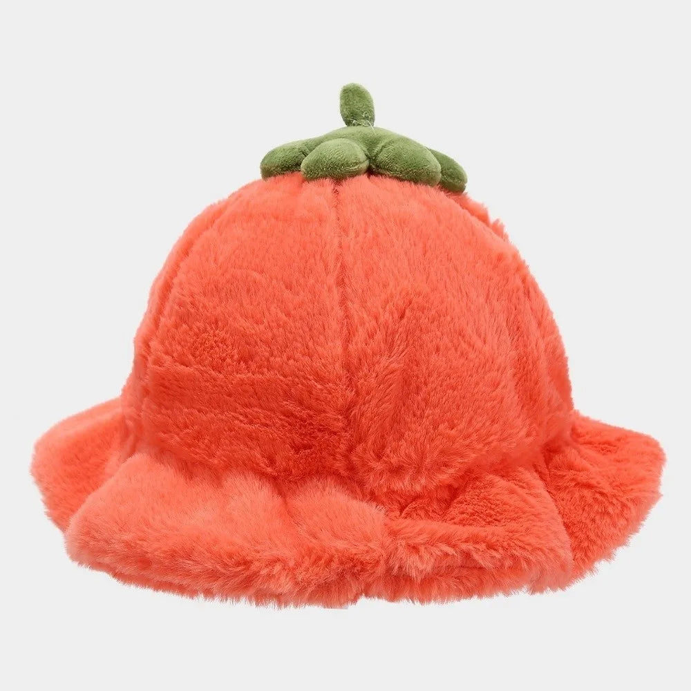 Cute Tomato Plush Winter Bucket Hat