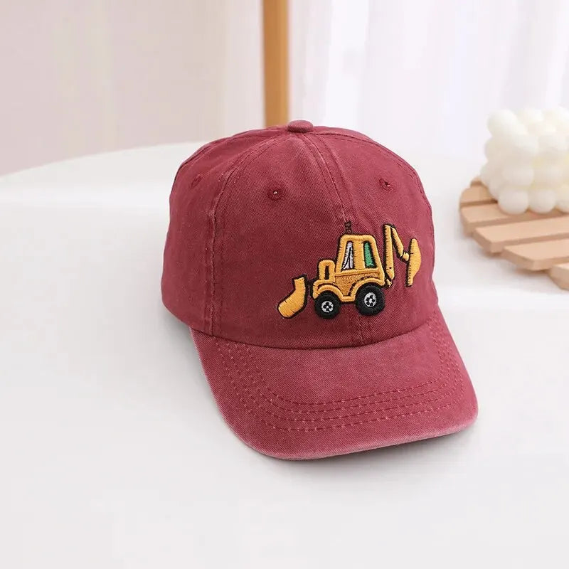 Children Excavator Embroidery Baseball Caps