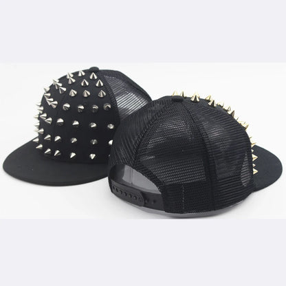 Unisex Rivet Punk Rock Flat Brim Snapback Cap