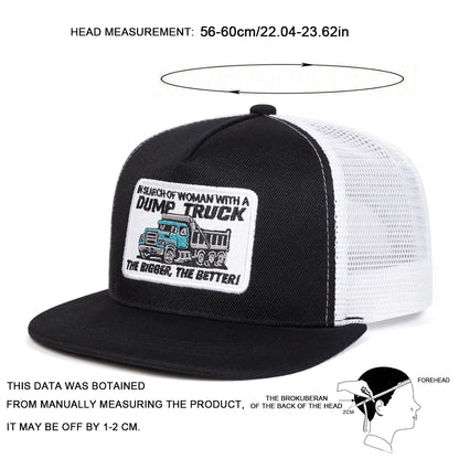Unisex Dump Truck Letter Embroidery Snapback Cap