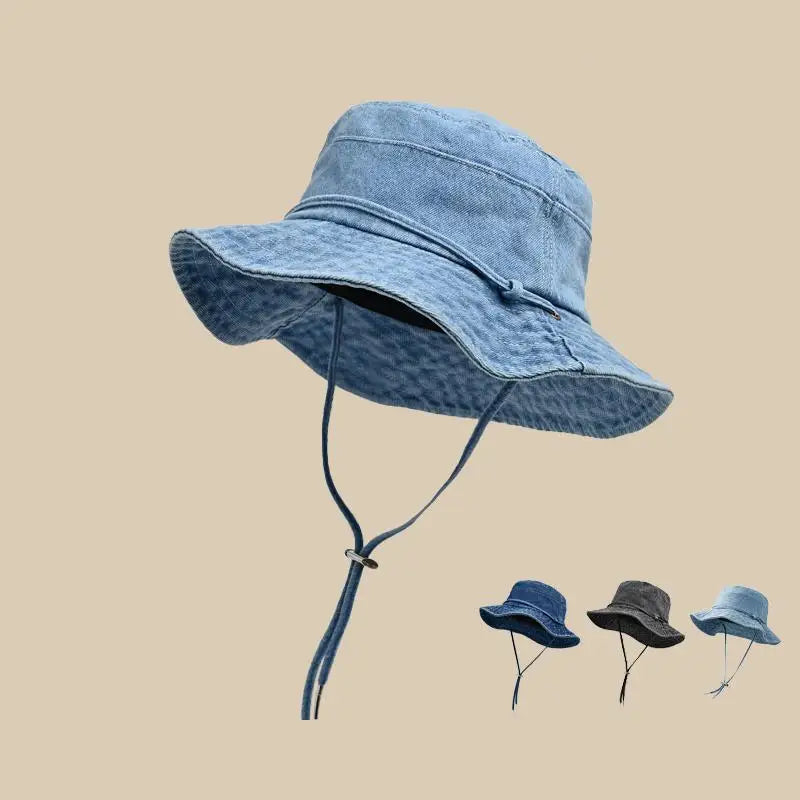 Retro Washed Denim Bucket Hat
