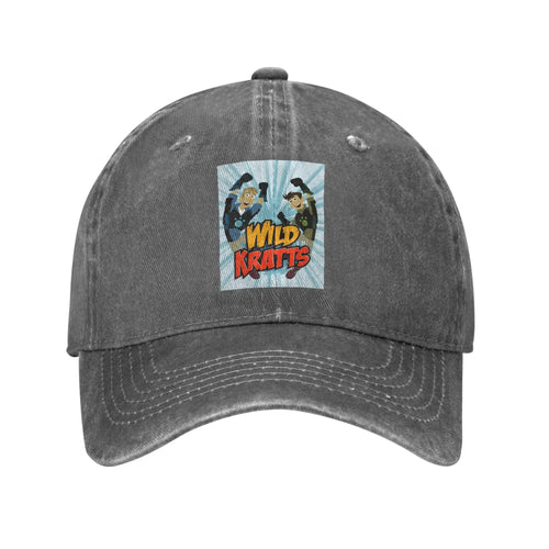 Wild Kratts Pattern Washed Denim Baseball Cap