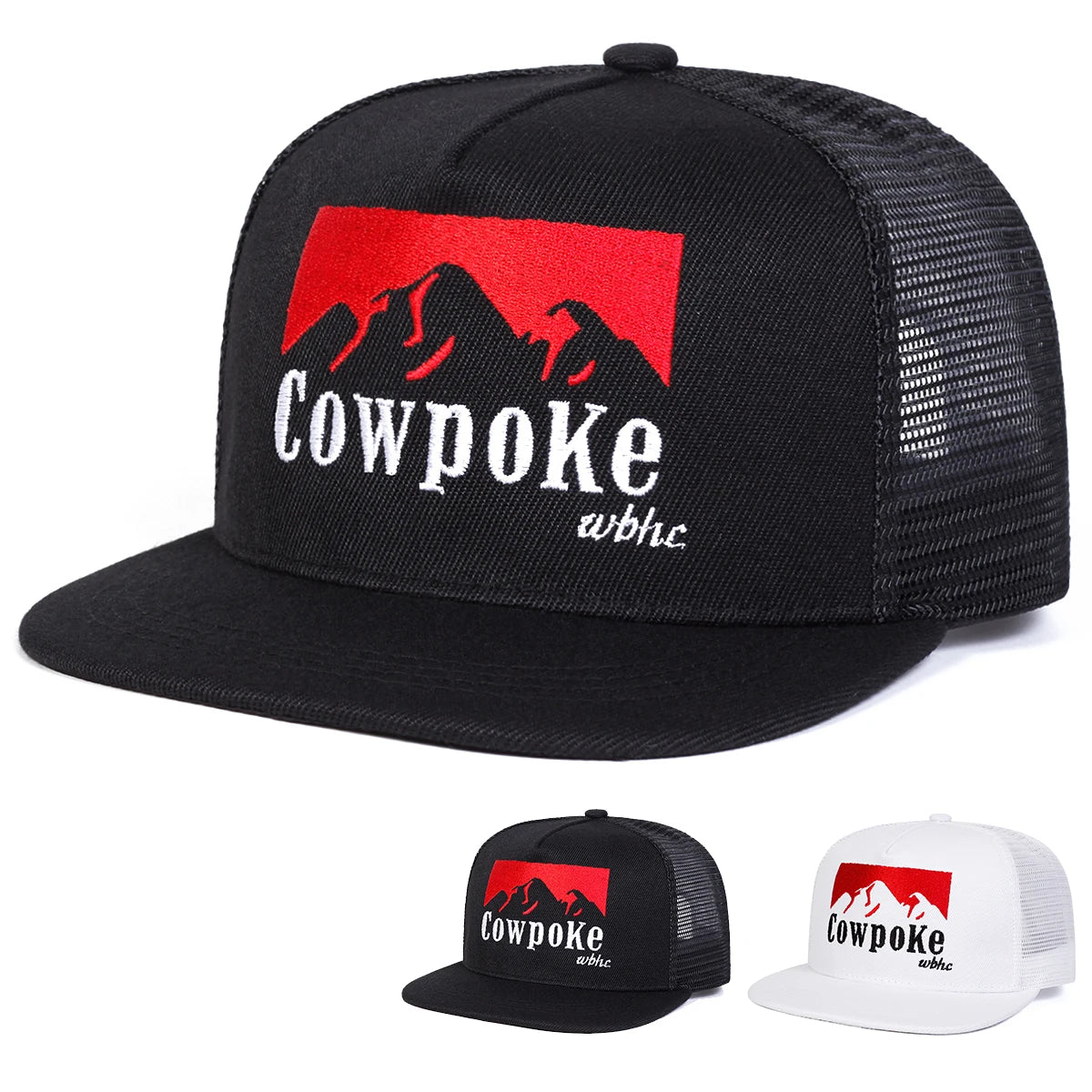 Unisex Cowpoke Letter Embroidery Mesh Snapback Cap