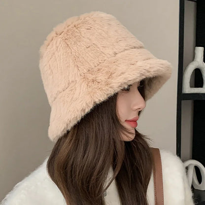 Korean Lamb Faux Fur Winter Bucket Hat