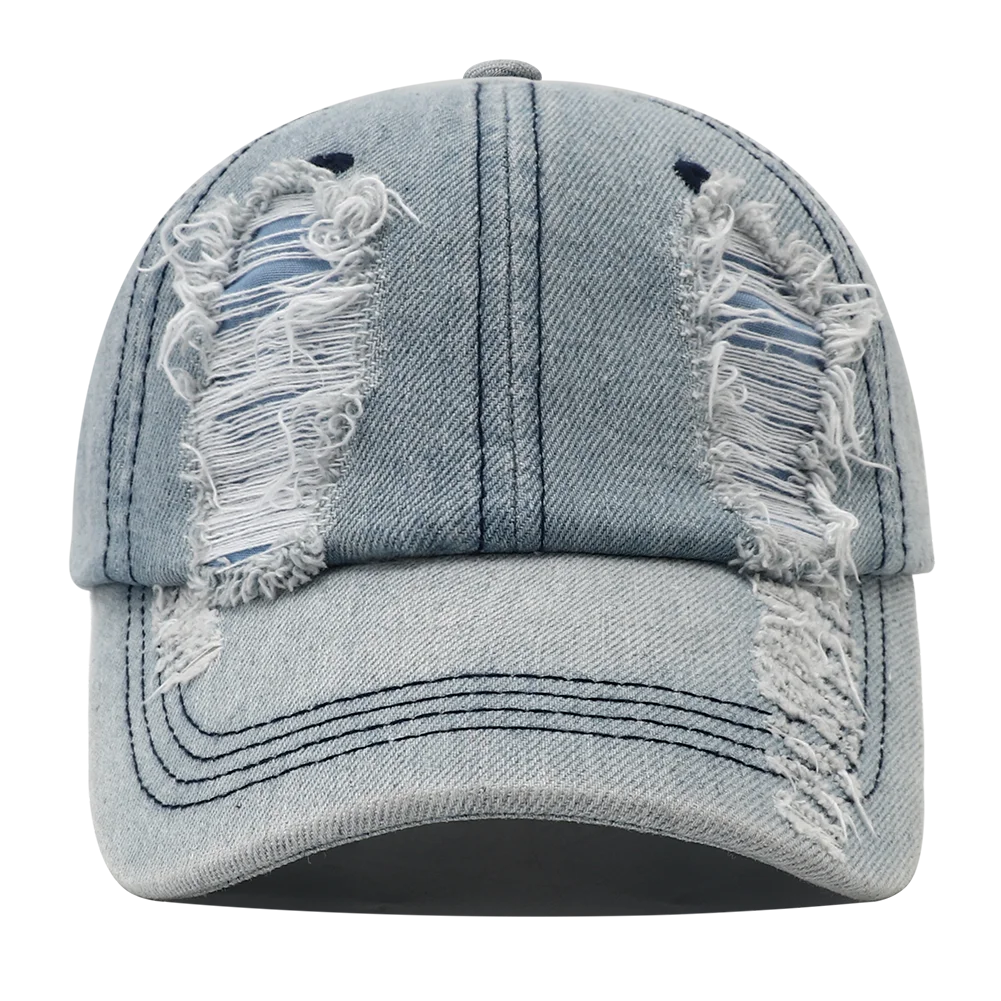 Solid Washed Denim Baseball Cap