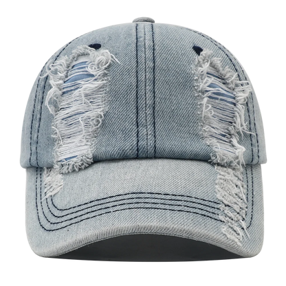 Solid Washed Denim Baseball Cap