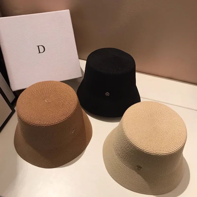Japanese Designer Straw Weaving Bucket Hat