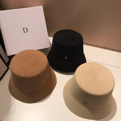 Japanese Designer Straw Weaving Bucket Hat