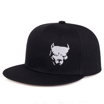 Dog Head Embroidery Hip Hop Snapback Cap