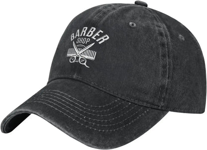 Barber Shop Tools Washed Denim Baseball Cap