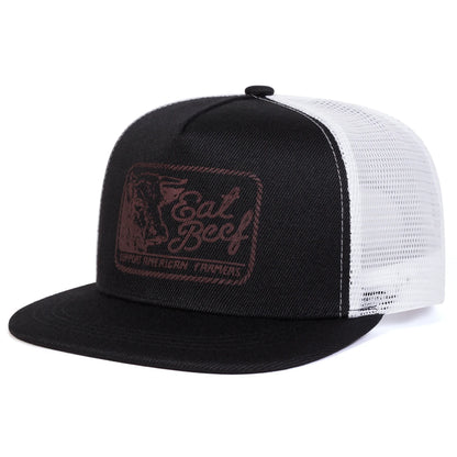 Unisex EAT BEEF Letter Embroidery Hip-hop Net Hats