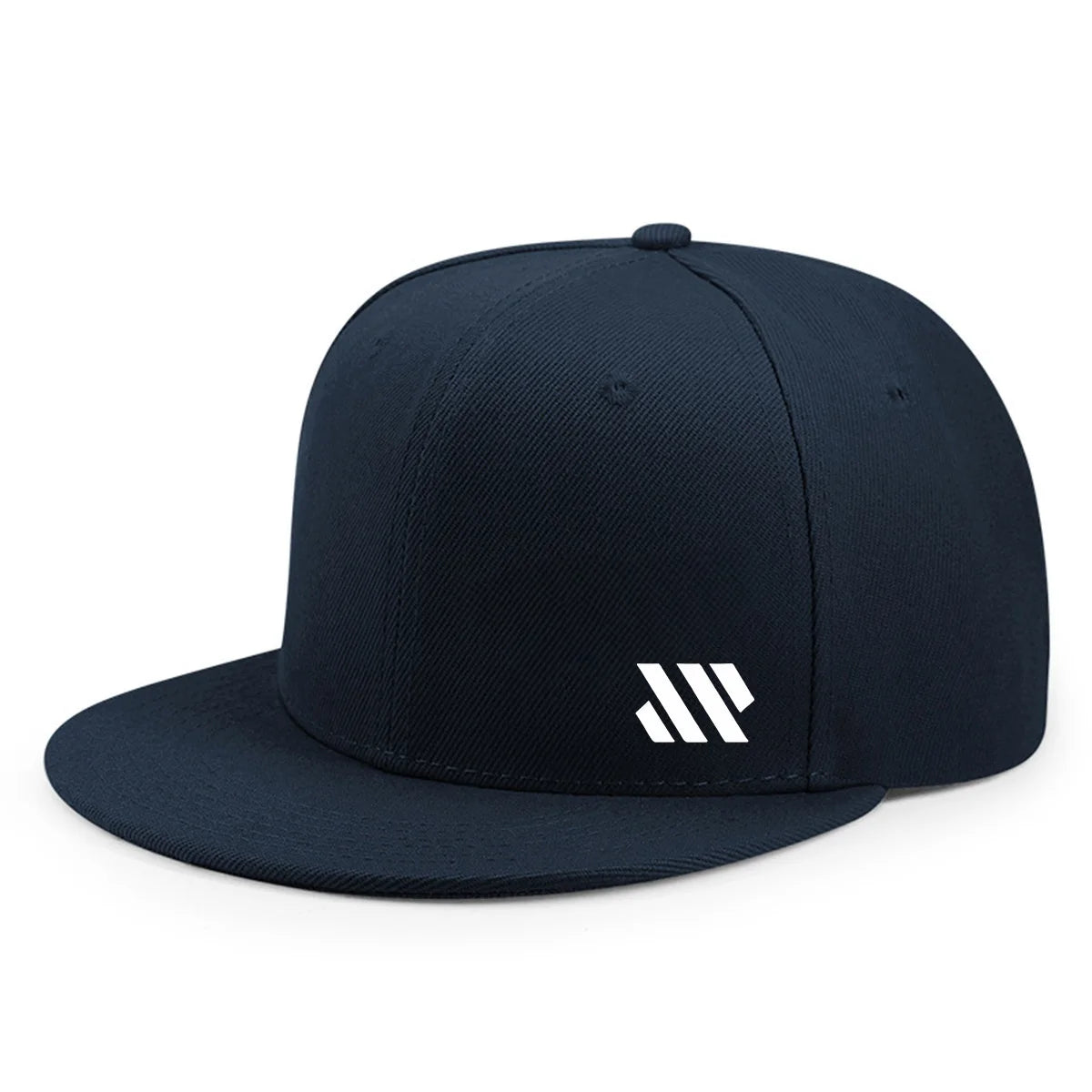 White Logo Unisex Flat Brim Travel Cap