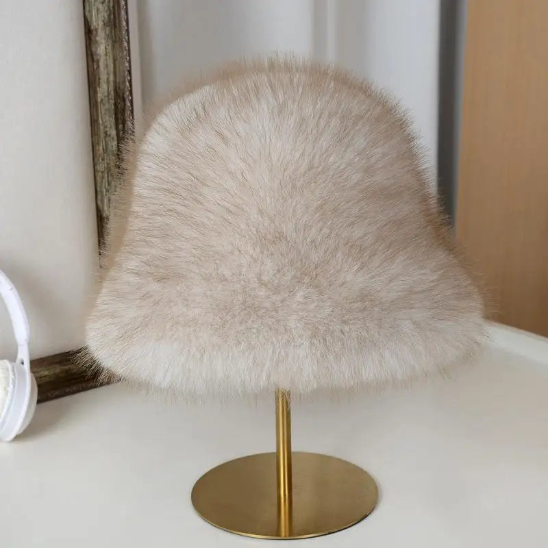 Fluffy Fur Plush Ear Protection Bucket Hat