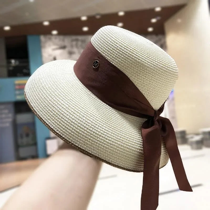 French Hepburn Bow Wide Brim Bucket Hat