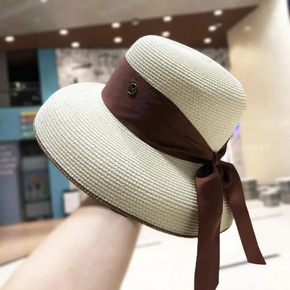 French Hepburn Bow Wide Brim Bucket Hat
