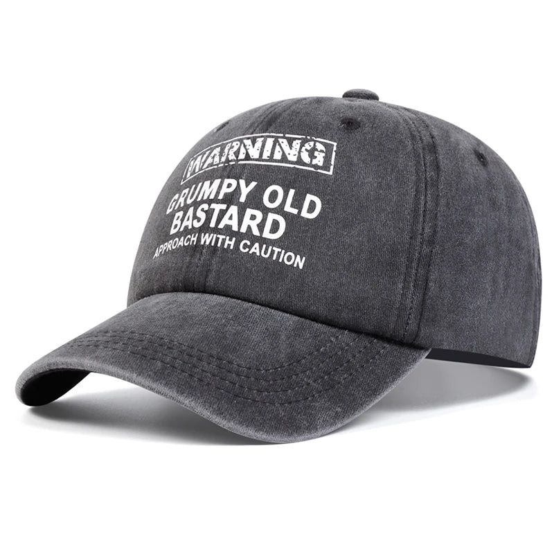 Warning Grumpy Old Bastard Printed Baseball Cap