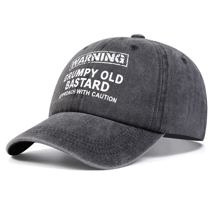 Warning Grumpy Old Bastard Printed Baseball Cap