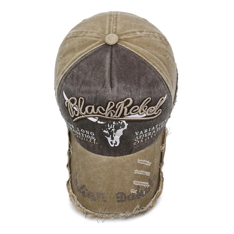 Vintage Letter Embroidery Cow Baseball Cap Unisex