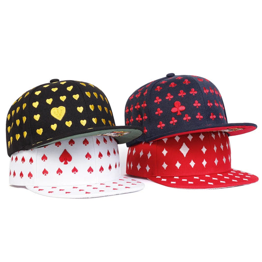 Unisex Poker Pattern Embroidery Hip-hop Hats