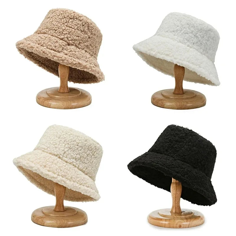 Harajuku Unisex Lamb Wool Bucket Hat