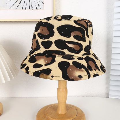 Leopard Print Diamond Reversible Bucket Hat