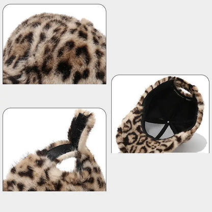 Leopard Print Plush Baseball Cap