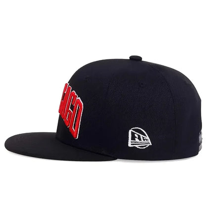 Chicago Letter Embroidered Cotton Snapback Cap
