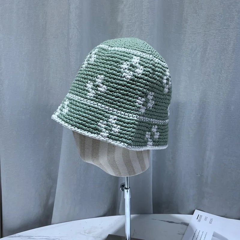 Knitted Flower Korean Handmade Crochet Bucket Hat