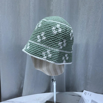 Knitted Flower Korean Handmade Crochet Bucket Hat