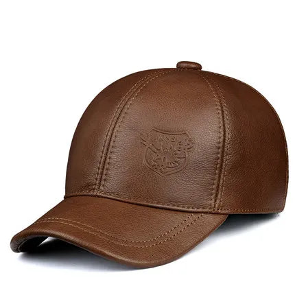 Genuine Leather Winter Baseball Cap