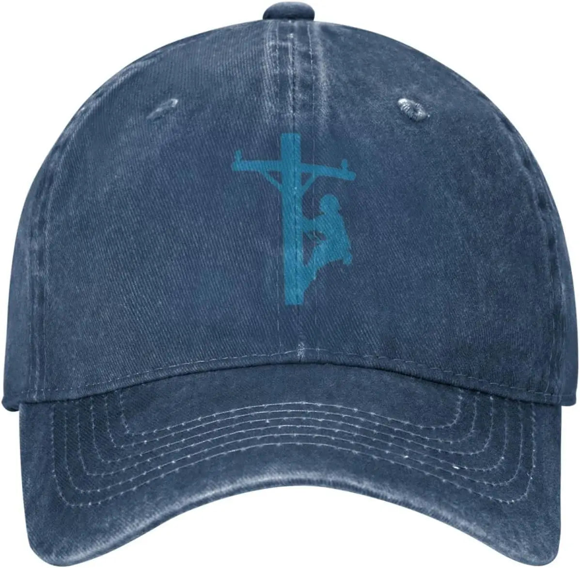 Lineman Climbing Utility Pole Distressed Baseball Cap