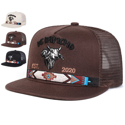 Unisex Bullhead Letter Embroidery Baseball Net Hat