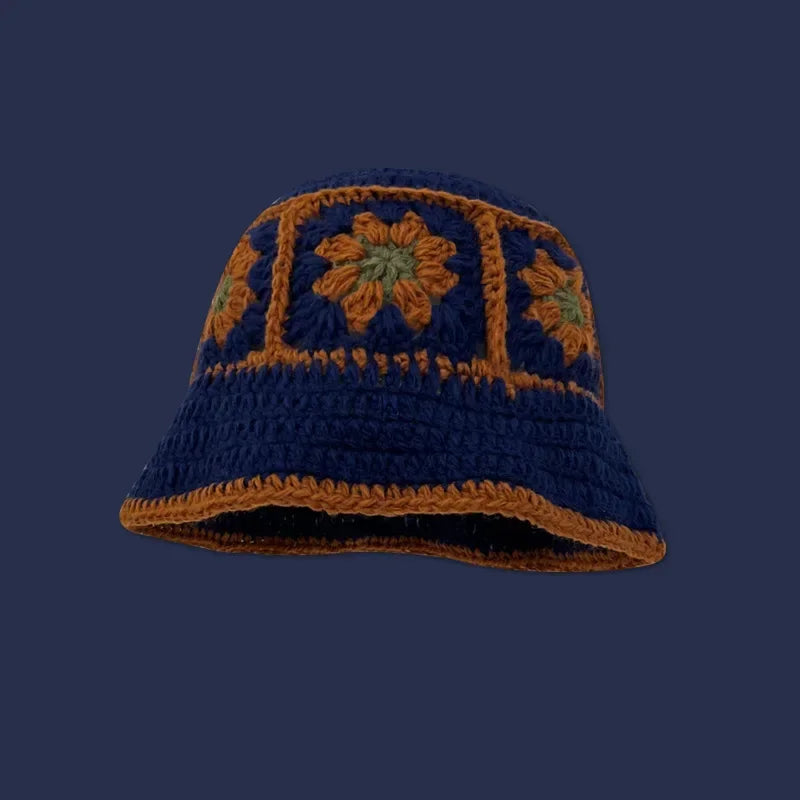 New Korean Handmade Crochet Flower Bucket Hat