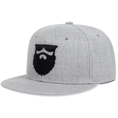 Unisex Embroidered Vintage Beard Snapback Cap