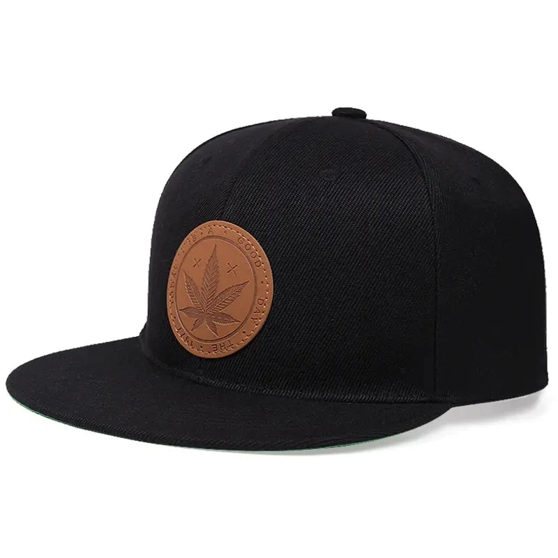 Maple Leaf Leather Flat Brimmed Baseball Hat
