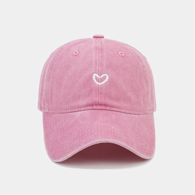 Washed Cotton Love Embroidery Retro Baseball Cap
