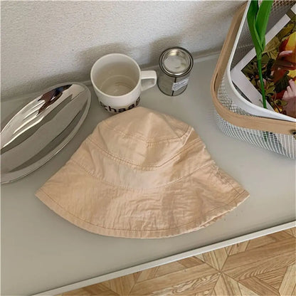 Solid Color Breathable Sunscreen Bucket Hat