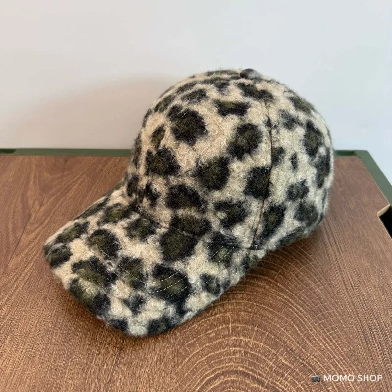 Leopard Print Plush Baseball Hat