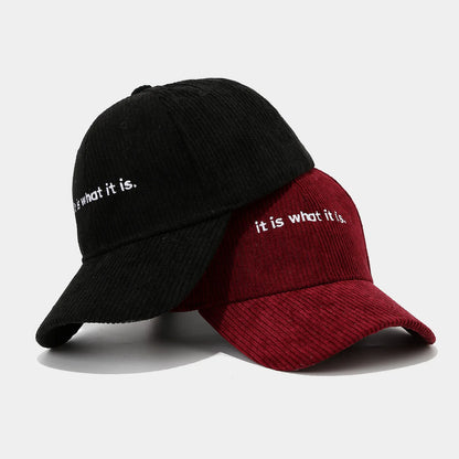 Winter Corduroy Embroidered Letter Baseball Cap