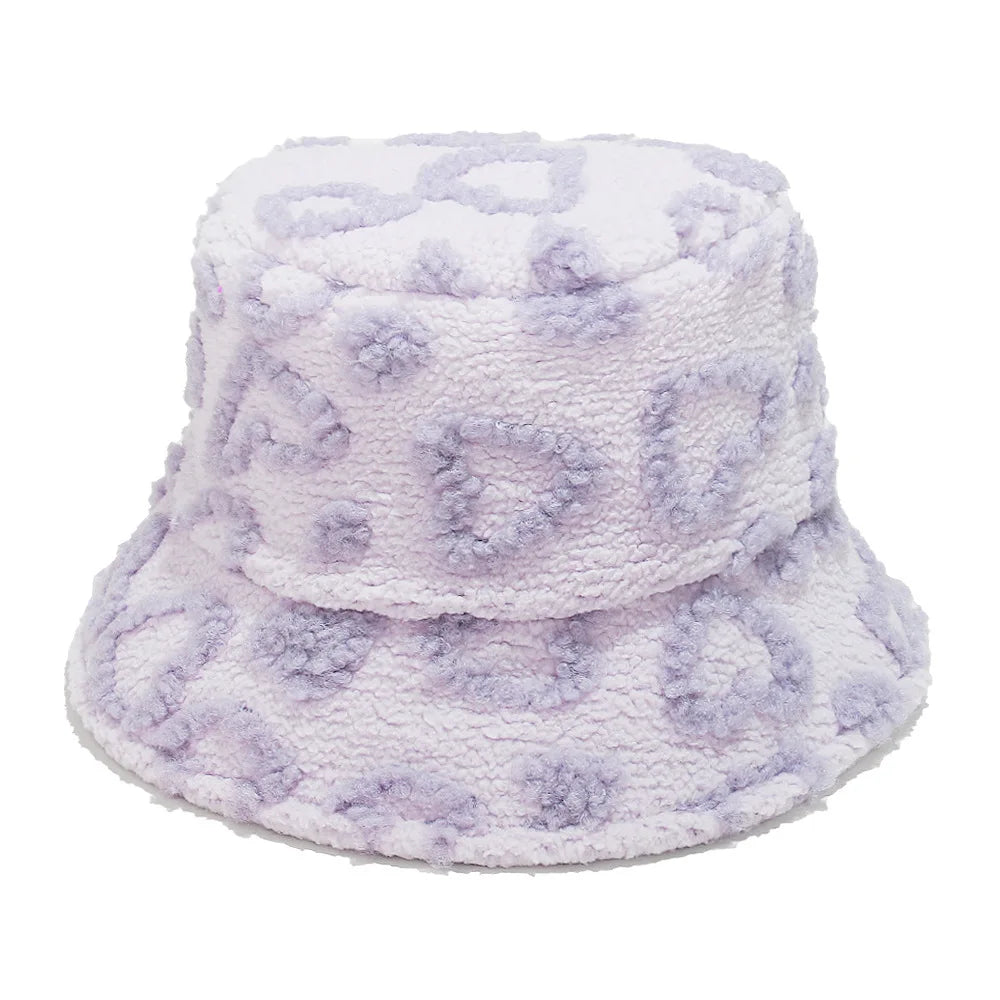Sherpa Heart Pattern Winter Bucket Hat