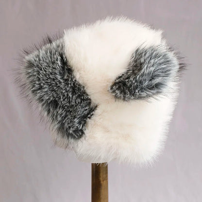 Y2K Bear Rabbit Fur Bucket Hat