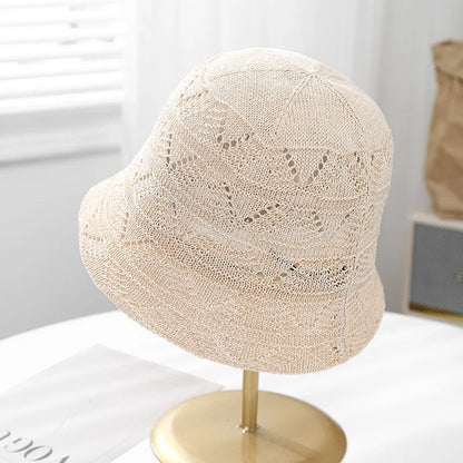 Hollow Knitted Bucket Hat Casual Sunshade Fisherman Cap Sun Hat Female Sun Cap