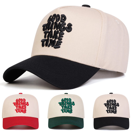Unisex GOOD THINGS TAKE TIME Embroidery Baseball Caps