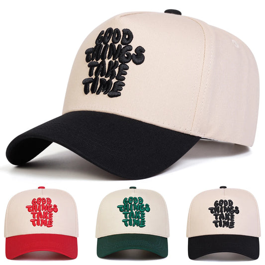 Unisex GOOD THINGS TAKE TIME Embroidery Baseball Caps
