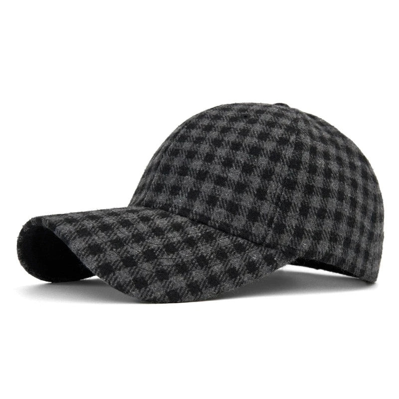 Classic Plaid Hard Brim Face Slimming Duckbill Baseball Hat